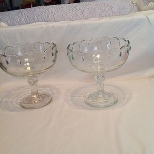 Vtg. Indiana glass teardrop compote pedestal bowls